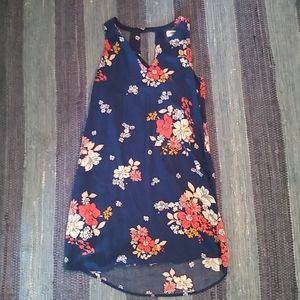 Navy flowered shift dress